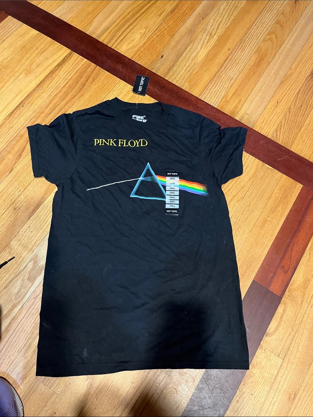 Pink Floyd Black Tee with Prism Rainbow Graphic